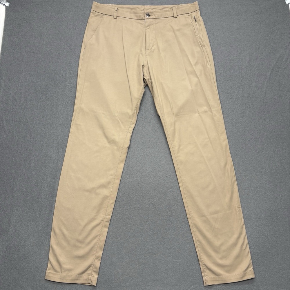 Lululemon Mens 36x33 Beige Commission Pants‎ Chino Warpstreme Performance Golf - Picture 2 of 15